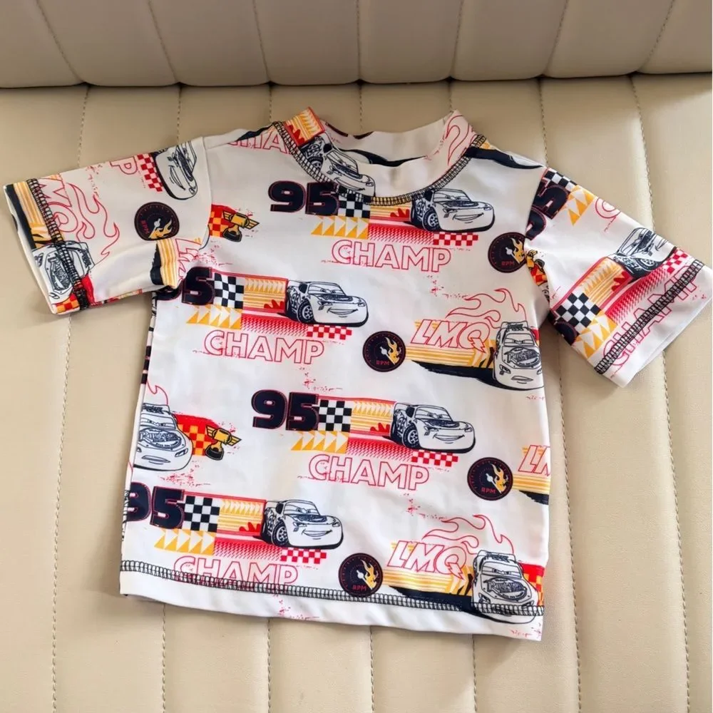 Lightening McQueen Racing Cars Swim Top Graphic Tee 12M